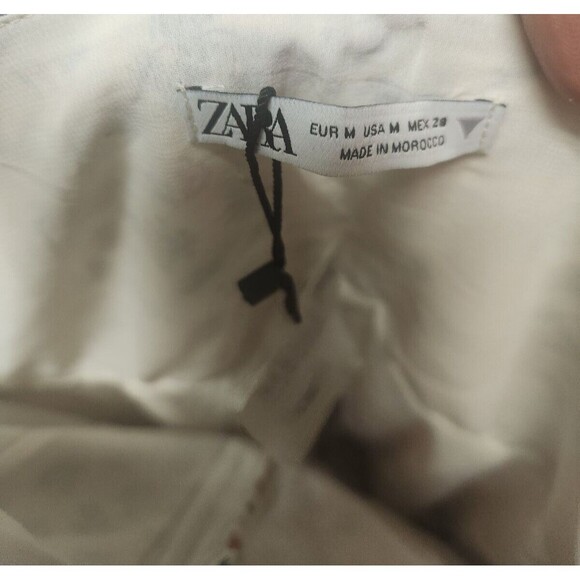 Zara Floral Ruched Floral Metallic Detail Strapless mini dress NWT Size Medium - Picture 5 of 6